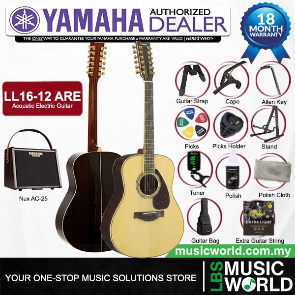 Yamaha LL16-12 43'' 12 String Jumbo Solid Spruce Acoustic Electric Guitar With Pickup (LL 16)