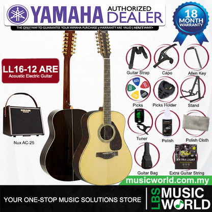 Yamaha LL16-12 43'' 12 String Jumbo Solid Spruce Acoustic Electric Guitar With Pickup (LL 16)