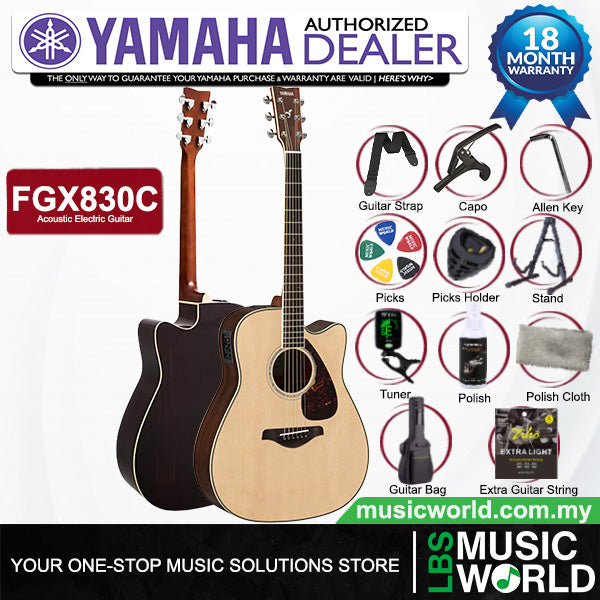 Yamaha FGX830C 41'' Dreadnought Solid Spruce Acoustic Electric Guitar With Pickup Natural (FGX830)
