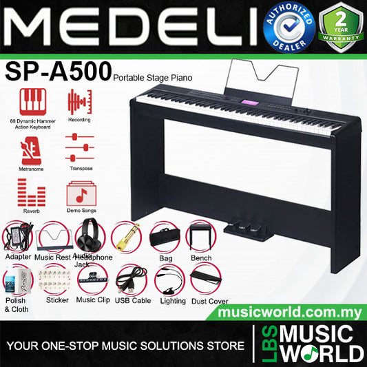 Medeli SP-A500 88 Keys Compact Portable Digital Piano With Backlit LCD Built in Instrument Sound