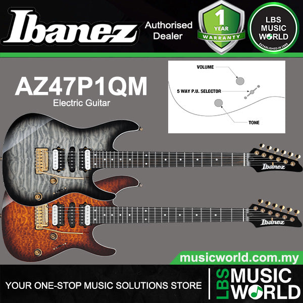 Ibanez AZ47P1QM American Basswood Top Electric Guitar with HSH Pickup and Ebony Fingerboard
