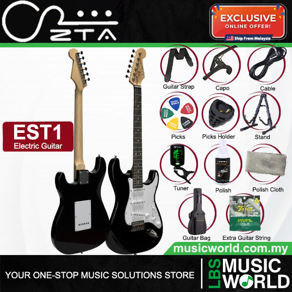 ZTA EST1 Stratocaster Electric Guitar Package Bundle Set with Tremolo