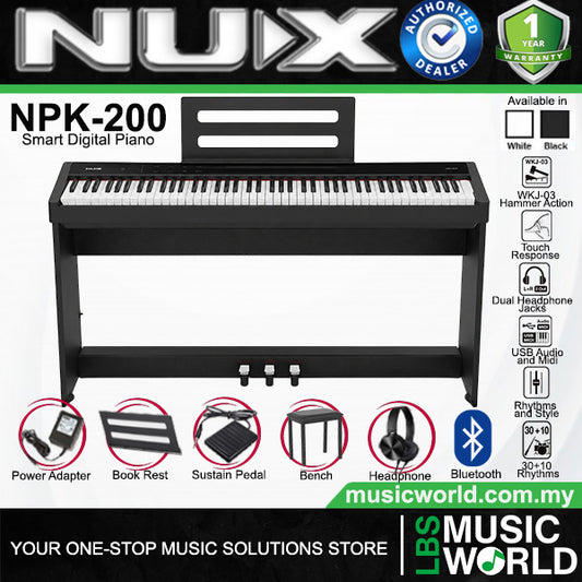 NUX NPK-200 88 Key Digital Piano Wooden Stand 3 Pedal Bench Weighted Keyboard - Full Package (NPK200)