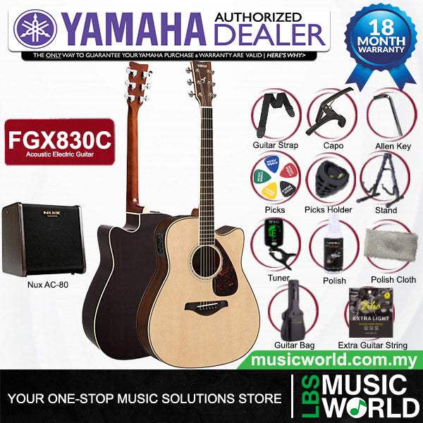 Yamaha FGX830C 41'' Dreadnought Solid Spruce Acoustic Electric Guitar With Pickup Natural (FGX830)