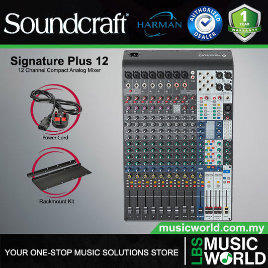 Soundcraft Signature Plus 12 Channel Professional Audio Mixer Compact Analogue Mixing with Effect