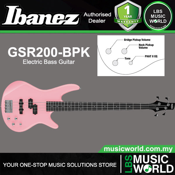 Ibanez GSR200 Poplar Body 4 String Electric Bass Guitar with Jatoba Fretboard - Baby Pink
