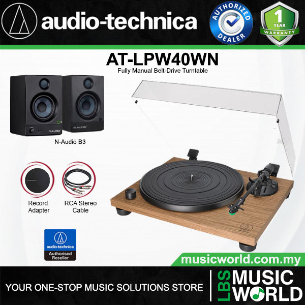 Audio Technica AT-LPW40WN Fully Manual Belt Drive Turntable Black Disc Player (LPW40WN LPW40)