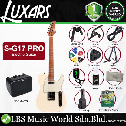 Luxars S-G17 PRO High-End TL Alder Body Electric Guitar SS Pickup with Roasted Maple Fretboard - Package (S G17)