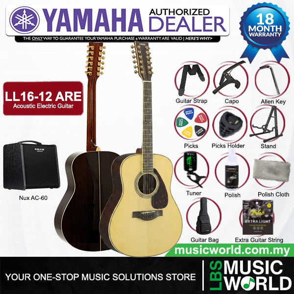 Yamaha LL16-12 43'' 12 String Jumbo Solid Spruce Acoustic Electric Guitar With Pickup (LL 16)