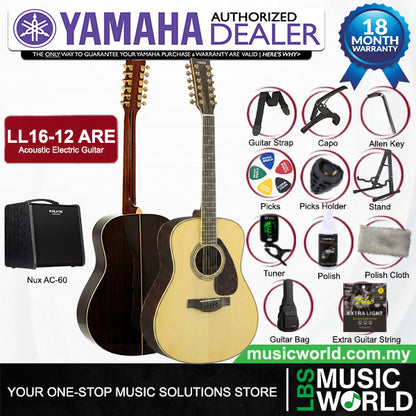 Yamaha LL16-12 43'' 12 String Jumbo Solid Spruce Acoustic Electric Guitar With Pickup (LL 16)