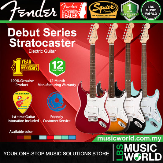 Squier by Fender Debut Stratocaster Electric Guitar with White Pickguard Laurel FB