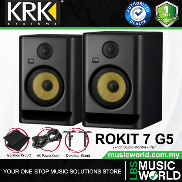 KRK ROKIT 7 G5 7 Inch Powered Active Studio Monitor Speaker - Black (RP7G5)