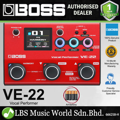Boss VE-22 Vocal Effect and Looper Performer Guitar Pedal (VE22 VE 22)