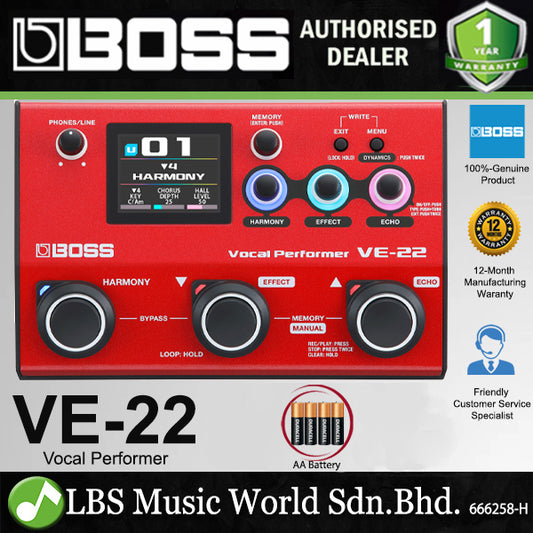Boss VE-22 Vocal Effect and Looper Performer Guitar Pedal (VE22 VE 22)