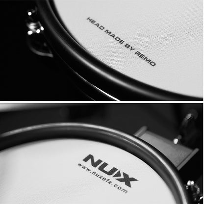 NUX 8" 10" Remo Mesh Head Drum Pad with Dual Triggering Sensitivity Compatible with Majority Drums