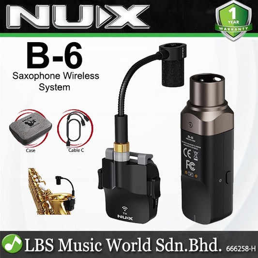 NUX B-6 Saxophone Wireless Mic Connection System with Gooseneck Microphone and Charging Case (B6 B 6)