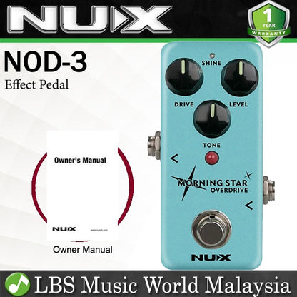 Nux NOD-3 Morning Star Overdrive Effects Electric Guitar Effect Pedal Blues Break (NOD3)