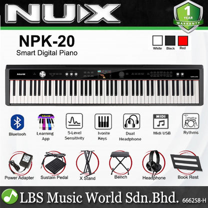 NUX NPK-20 88 Key Digital Piano With Grand Hammer Action, Stand And Throne (NPK20)