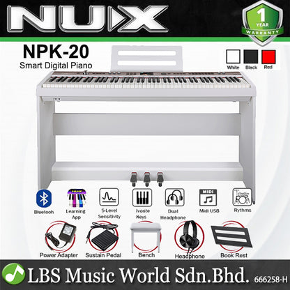 NUX NPK-20 88 Key Digital Piano With Wooden Stand, Bluetooth and Weighted Keyboard (NPK20 NPK 20)