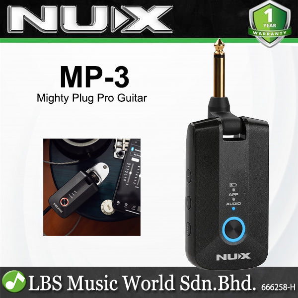NUX MP-3 Mighty Plug Pro Guitar Amplifier and Bass Amp Modeling Earphone Amplug (MP3)