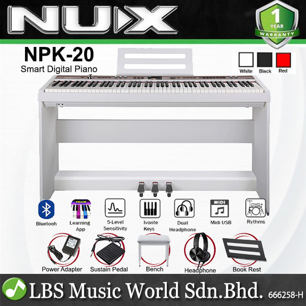 NUX NPK-20 88 Key Digital Piano With Wooden Stand, Bluetooth and Weighted Keyboard (NPK20 NPK 20)