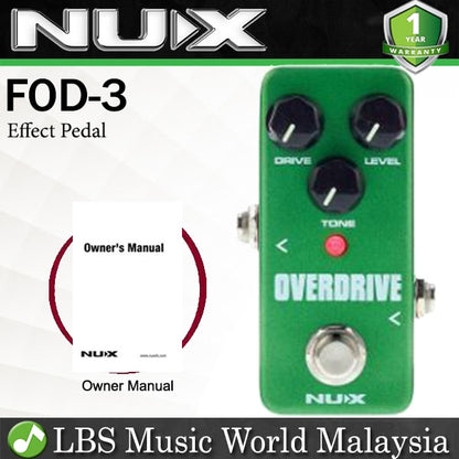 Nux FOD-3 Overdrive Mini Analogue Electric Guitar and Bass Effect Pedal (FOD3 FOD 3)