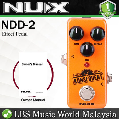 Nux NDD-2 Konsequent Digital Delay Mini Effects Electric Guitar Effect Pedal (NDD2 NDD 2)