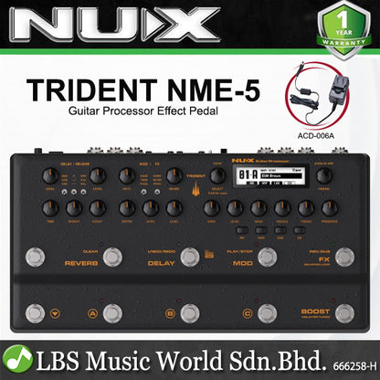 NUX Trident NME-5 Multi Effect Processor Guitar Pedal with Amp Modeler with IR Loader (NME5 NME 5)
