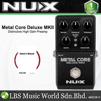 NUX Metal Core Deluxe MKII 3 Distortion High Gain Preamp Guitar Effect Pedal with True Bypass