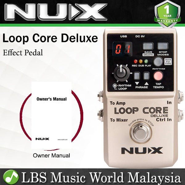 Nux Loop Core Deluxe Effect Drum Rhytm Pedal Bundle with NMP-2 Dual Footswitch