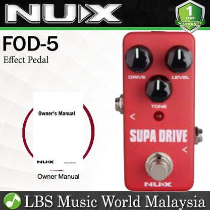 Nux FOD-5 Supa Drive Mini Analog Overdrive Electric Guitar Bass Effect Pedal (FOD5 FOD 5)