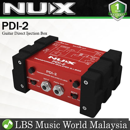 Nux PDI-2 9V Transformer Isolated DI Box Instrument Direct Injection Box (PDI2 PDI 2)