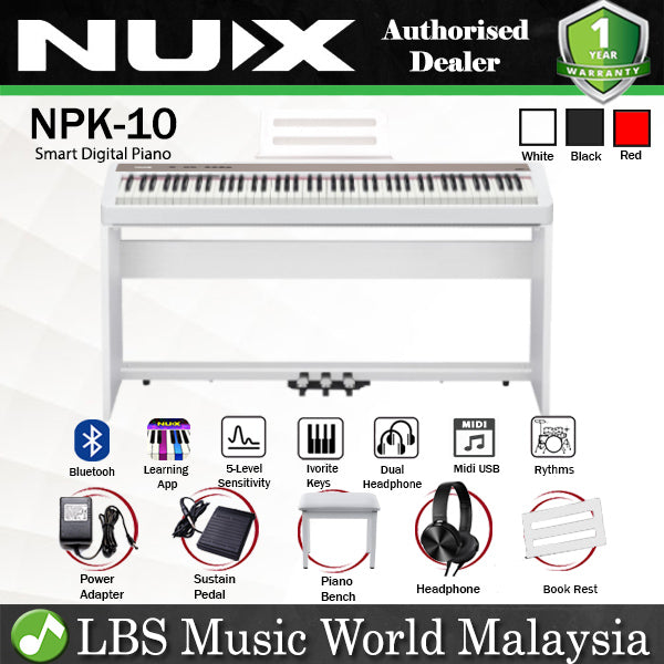 NUX NPK-10 88 Key Digital Piano with Wooden Stand and Bluetooth Connectivity Weighted Keyboard (NPK10)