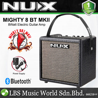 Nux Mighty 8 BT MKII 8 Watts Portable Electric Guitar Amp Amplifier with Bluetooth