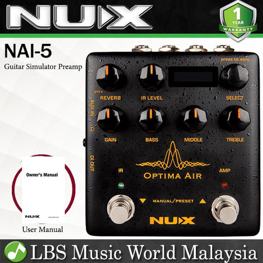 Nux NAI-5 Optima Air Acoustic Electric Guitar Simulator Preamp IR Footswitch Effect Pedal (NAI5)