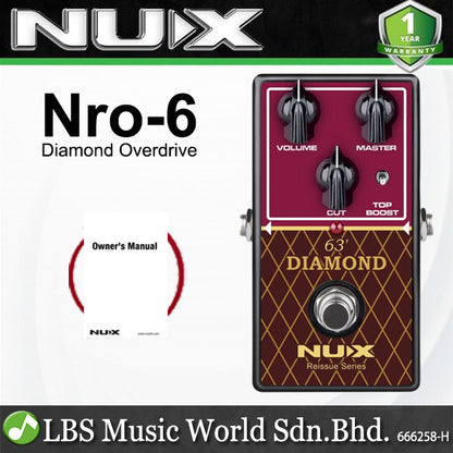 NUX NRO-6 Reissue Series 63 Diamond Overdrive Guitar Effect Pedal (NRO6)