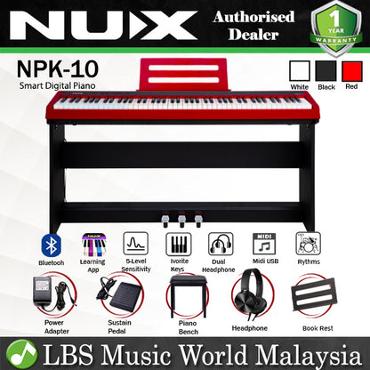 NUX NPK-10 88 Key Digital Piano with Wooden Stand and Bluetooth Connectivity Weighted Keyboard (NPK10)