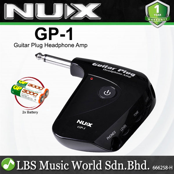 NUX GP-1 Guitar Plug Headphone Amp with Classic British Distortion Effect Guitar Amplifier (GP1)