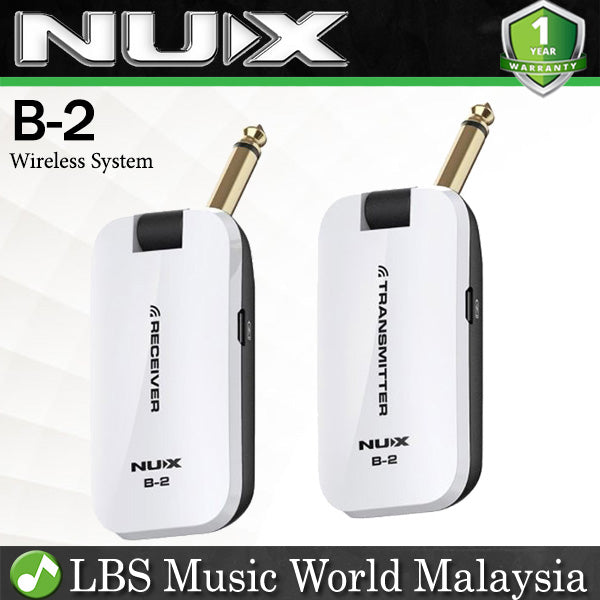 Nux B-2 2.4 GHz Guitar Wireless System Transmitter Receiver - White (B2 B 2)
