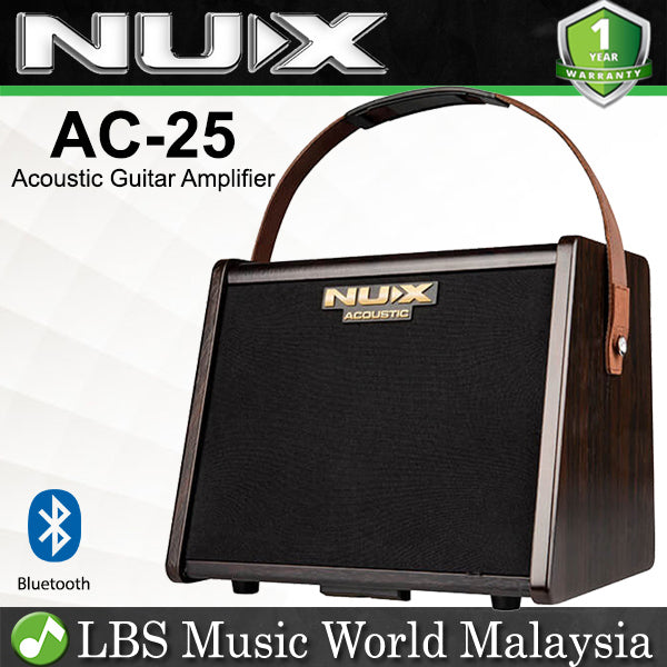 NUX AC-25 Stageman 25 Watt Portable Battery Powered Acoustic Guitar Speaker Amplifier with Bluetooth Amp (AC25)