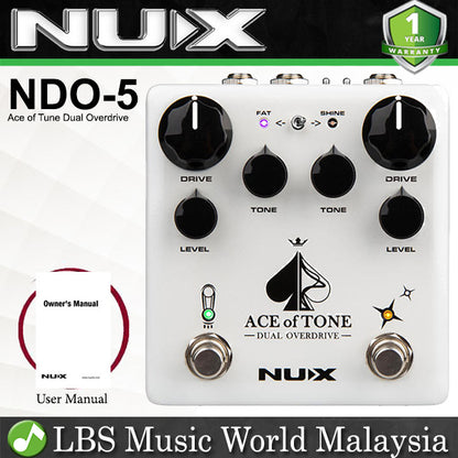 NUX NDO-5 Verdugo Series Ace Of Tone Dual Overdrive Guitar Effects Pedal (NDO5 NDO 5)