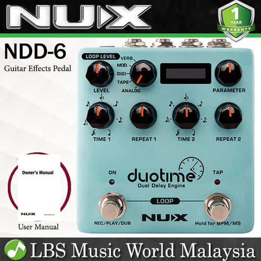 Nux NDD-6 Duotime Dual Delay Engine Guitar Effects Stereo Pedal (NDD6 NDD 6)