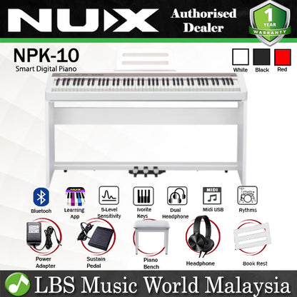 NUX NPK-10 88 Key Digital Piano with Wooden Stand and Bluetooth Connectivity Weighted Keyboard (NPK10 NPK 10)
