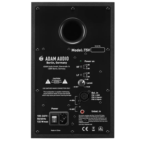 ADAM Audio T5V 70 Watt 8 Inch Active Powered Studio Speaker Nearfield Monitor - Pair