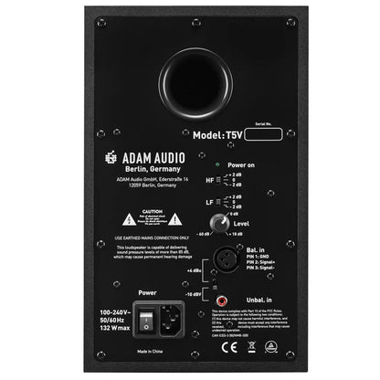 ADAM Audio T5V 70 Watt 8 Inch Active Powered Studio Speaker Nearfield Monitor - Pair