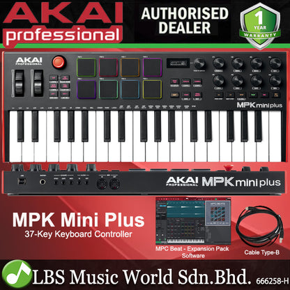 Akai MPK Mini Plus 37 Keys Keyboard MIDI Controller with 8 MPC Pads