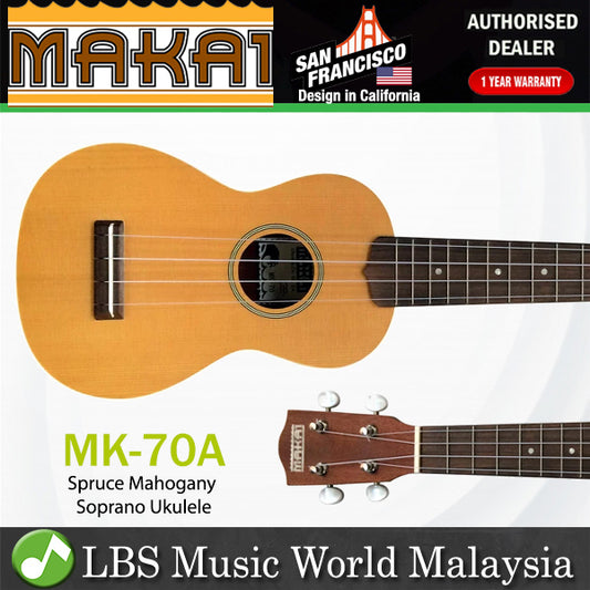 MAKAI MK-70A Spruce Mahogany Soprano Ukulele (MK70A)
