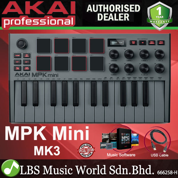 Akai Professional MPK Mini MK3 25 Key Midi Keyboard Controller with 8 Pad and 8 Knob with Protool (MKiii)