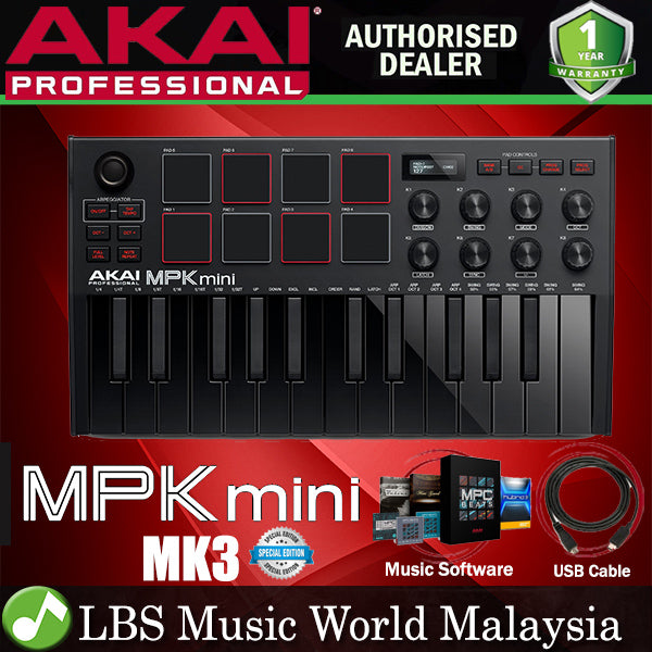 Akai Professional MPK Mini MK3 25 Key Midi Keyboard Controller with 8 Pad and 8 Knob with Protool (MKiii)