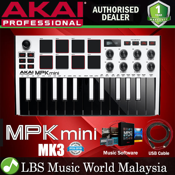 Akai Professional MPK Mini MK3 25 Key Midi Keyboard Controller with 8 Pad and 8 Knob with Protool (MKiii)